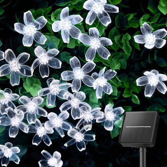 60 LED Solar Flower String Lights Outdoor Waterproof Fairy Lights for Garden Yard Fence Patio Christmas Tree Wedding Party Decor (60 Count)
