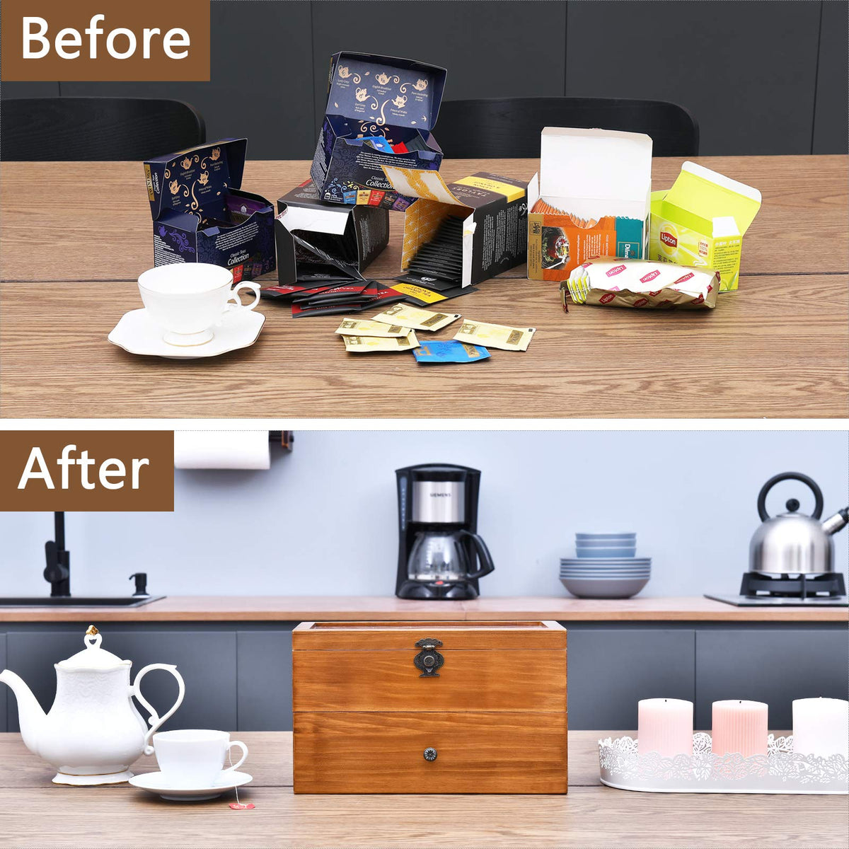 Wood Tea Bag Organizer