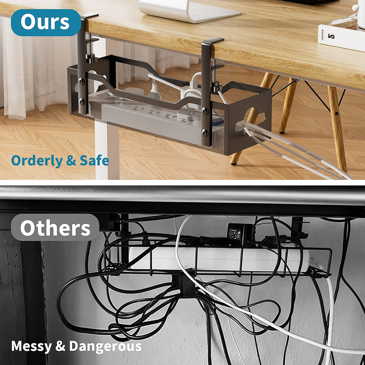 Under Desk Cable Management Tray 2 Pack (2 Count)