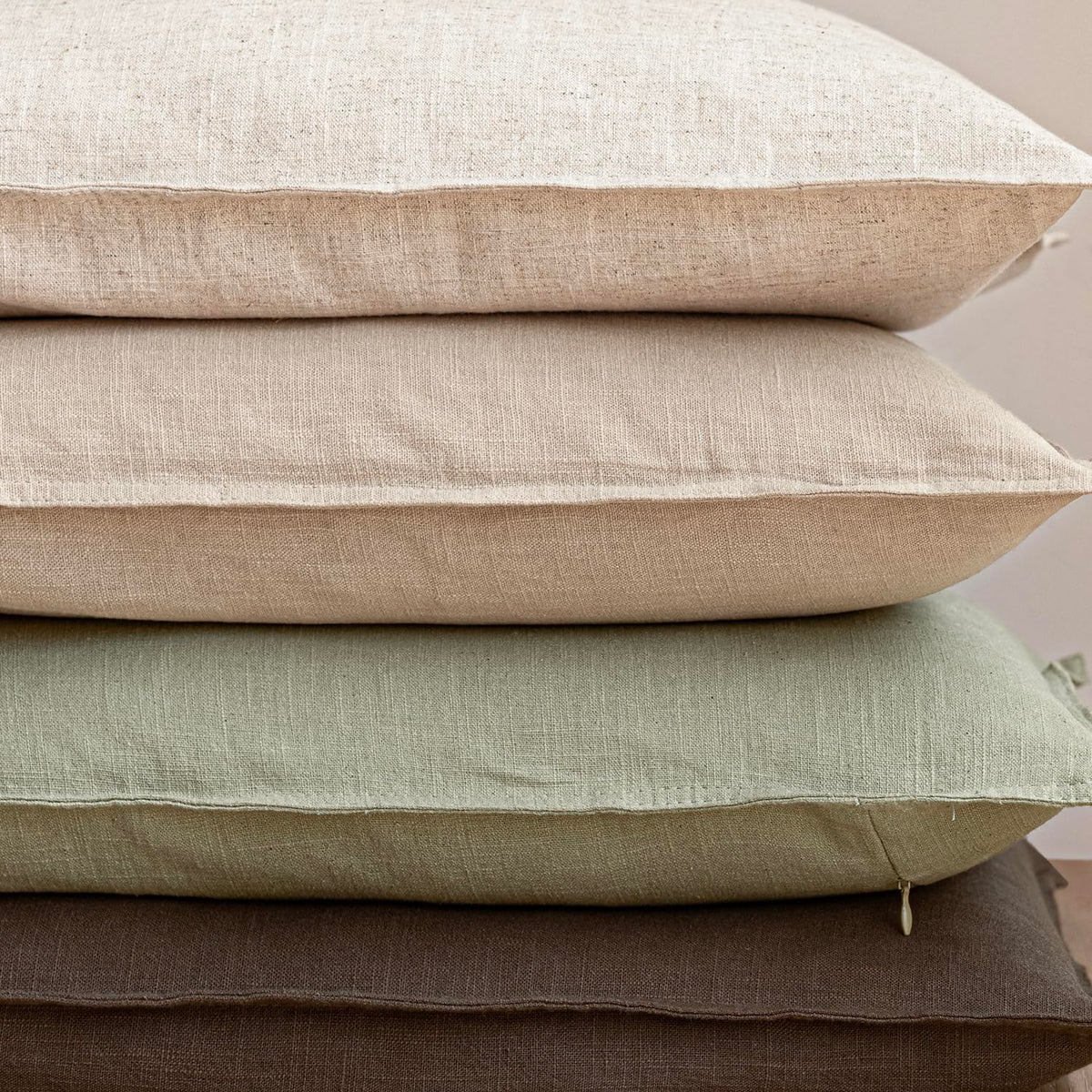 Pack of 2 Decorative Linen Solid Throw Pillow Covers Soft Accent Cushion Case Boho Farmhouse Pillowcase for Chair Couch Sofa Bedroom Living Room Home Decor 16 x 16 Inch Light Sage Green (2 Count)
