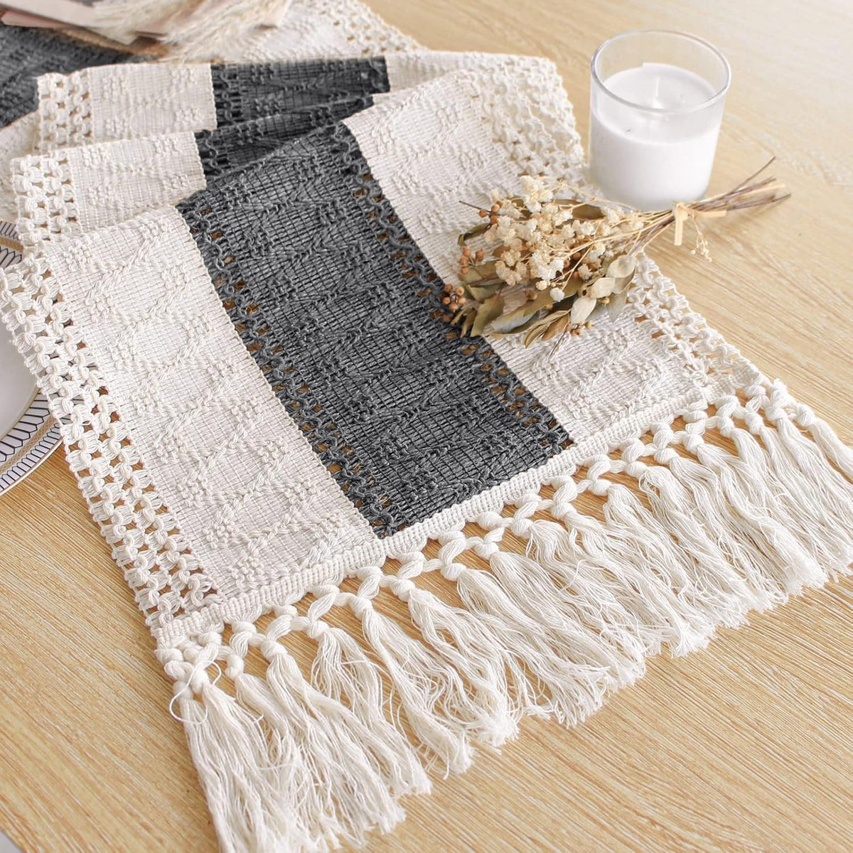 Farmhouse Table Runner for Home Decor 12x60 Grey Fall Home Decor (5 Foot)