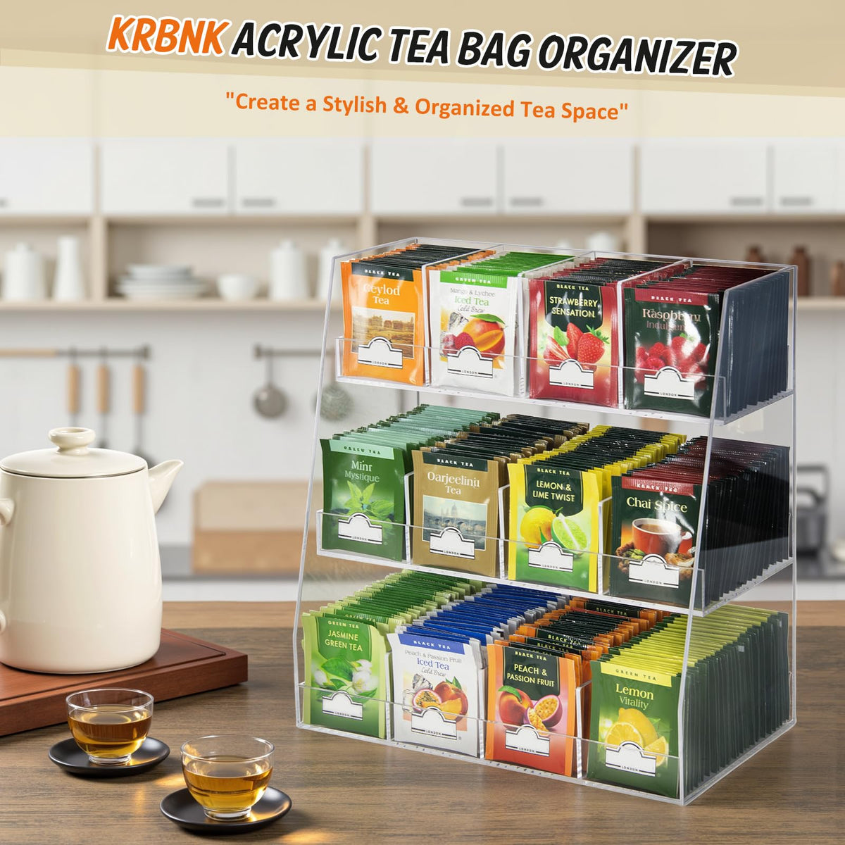 3 Tier Acrylic Tea Bag Organizer