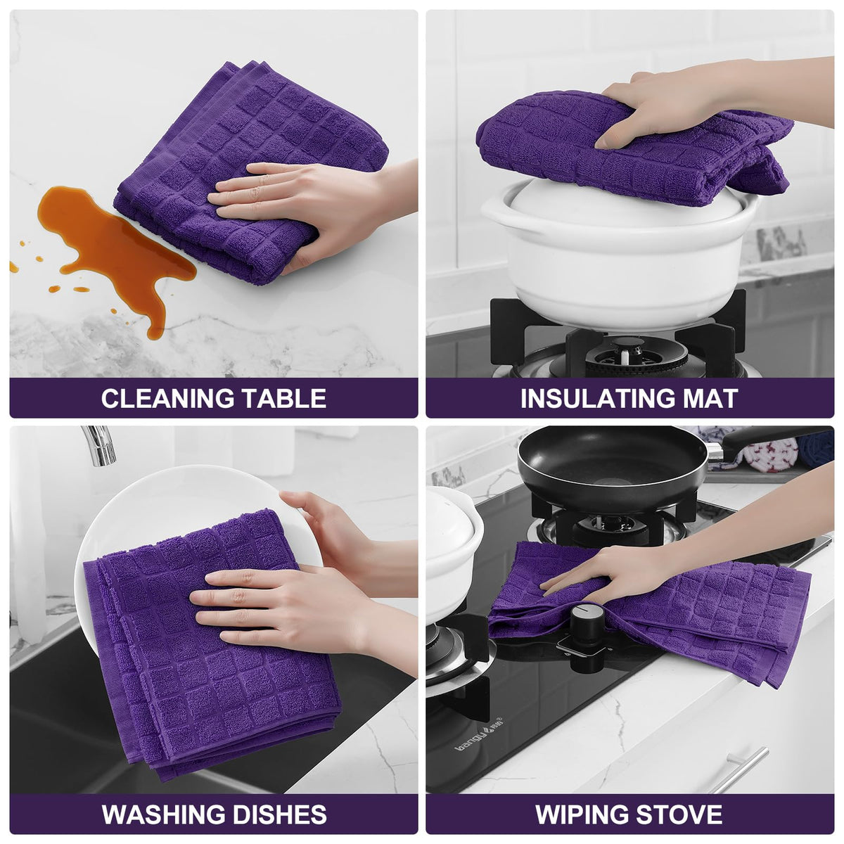 Large Premium Cotton Kitchen Towels 16"x 28" (4 Count)