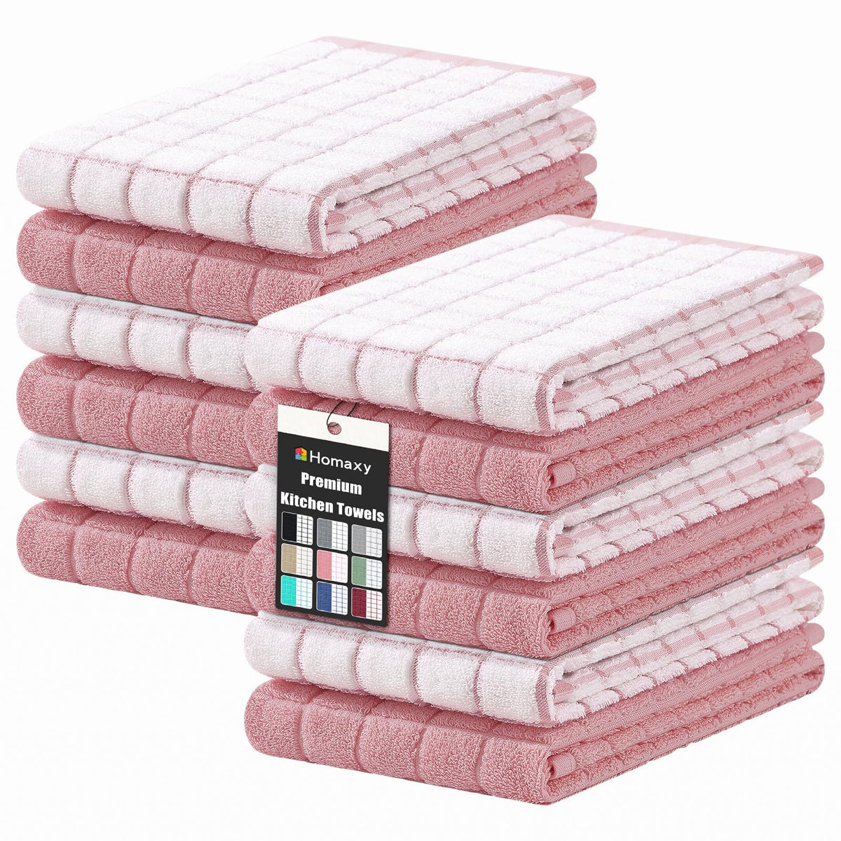 Large Premium Cotton Kitchen Towels 16"x 28" (12 Count)