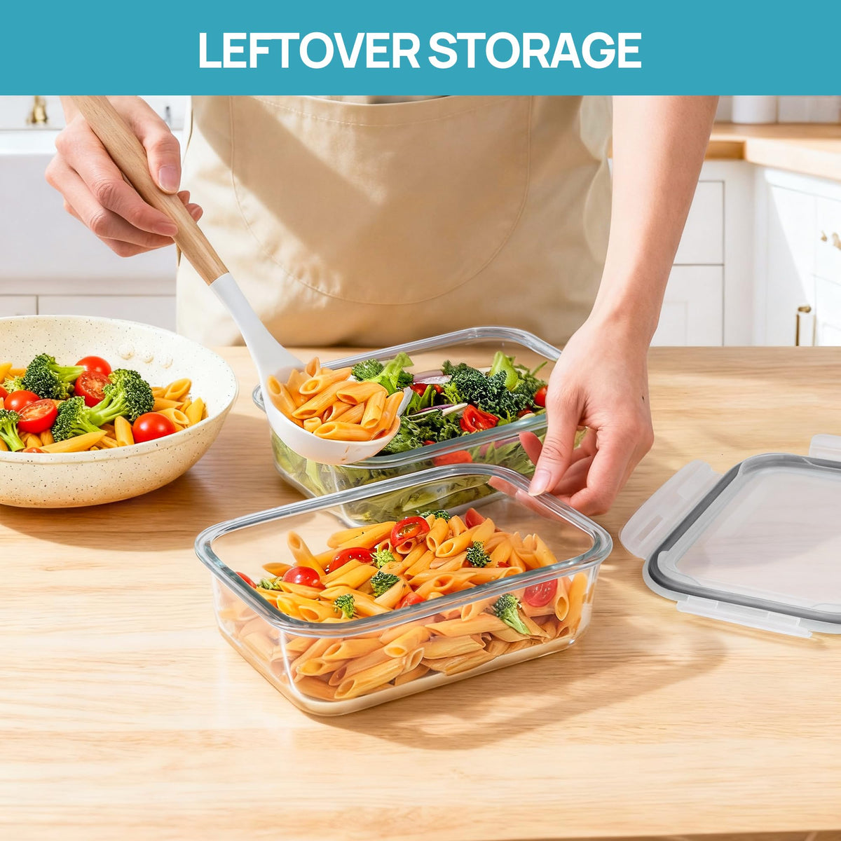 2Pack 1500ml 50.7oz Large Glass Storage Containers With Lids (2 Count)