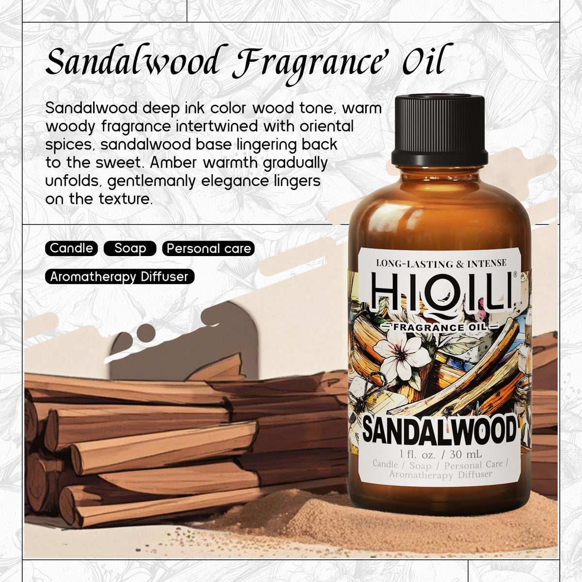 Sandalwood Fragrance Oil for Skin Care