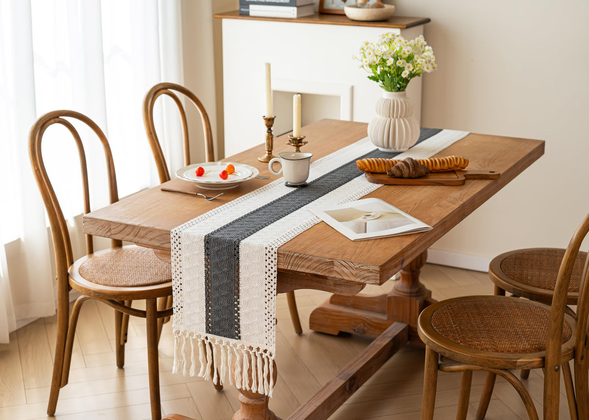 Farmhouse Table Runner for Home Decor 12x60 Grey Fall Home Decor (5 Foot)