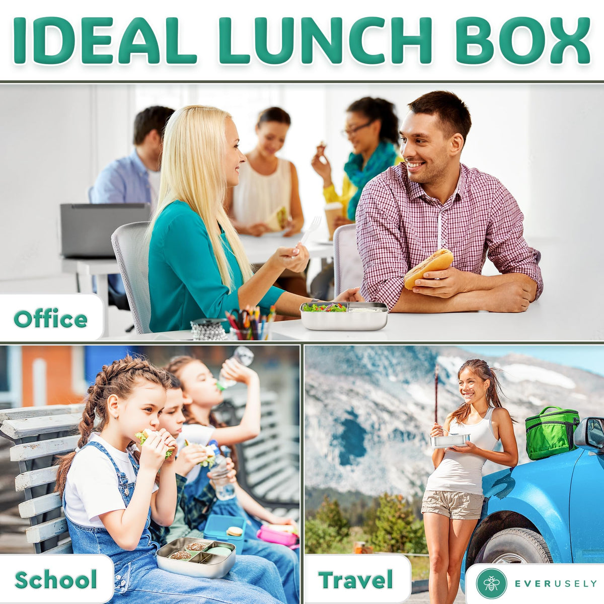 Stainless Steel Bento Box + Condiment Container
