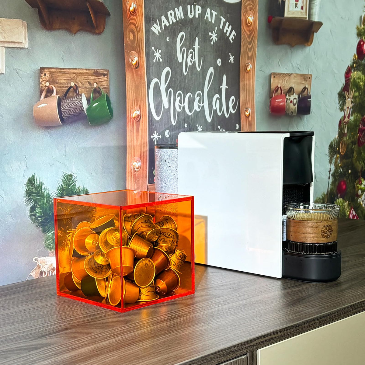 Coffee Capsule Storage Box Coffee Pod Holder Organizers Accessories Anti Dust Durable Clear Acrylic Box for House and Office Use