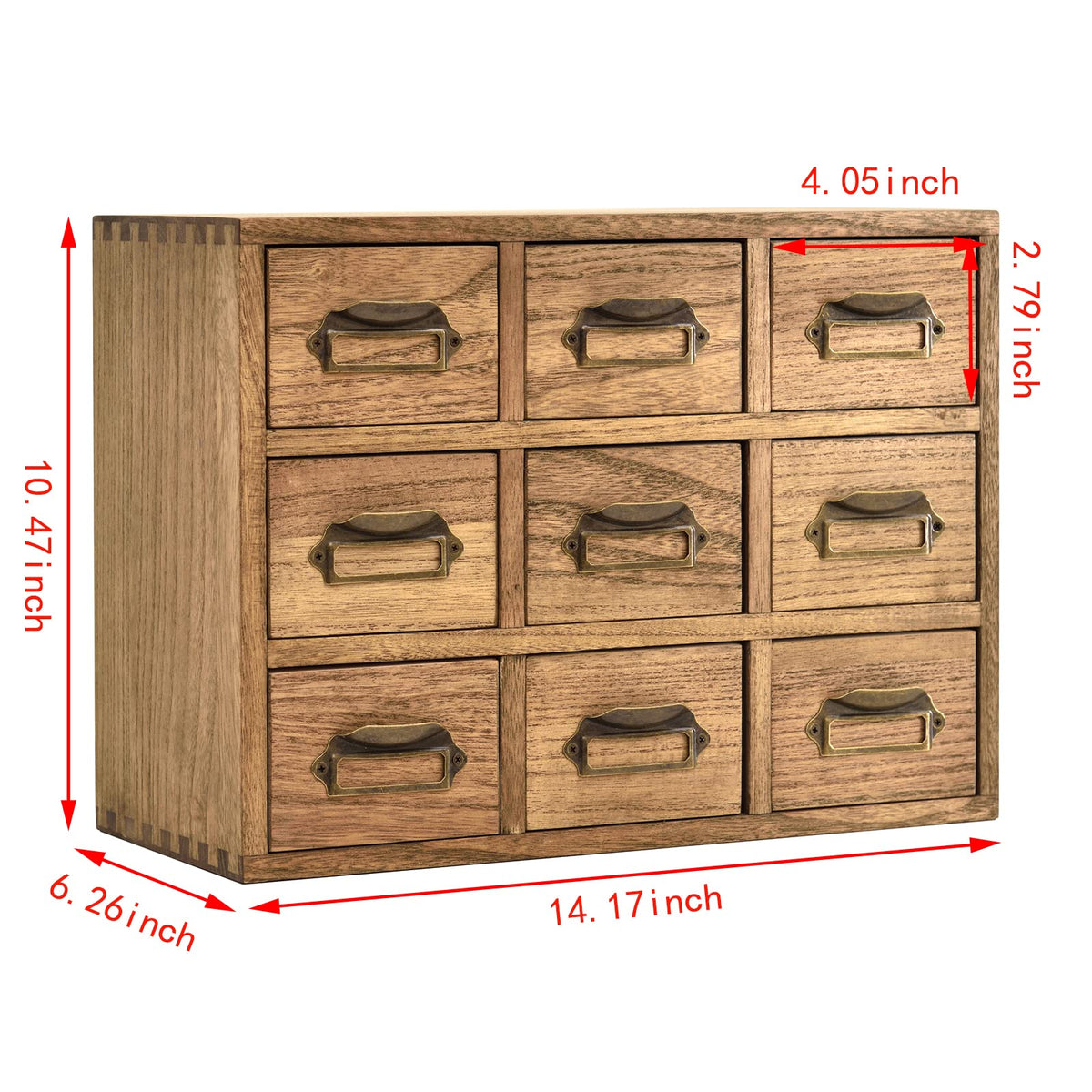 Wooden Desk Organizer with 9 Drawers