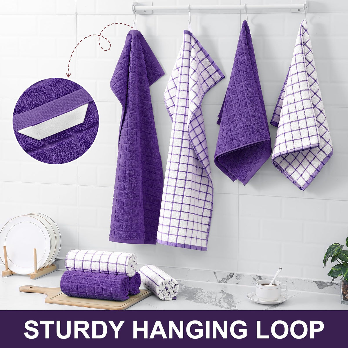 Large Premium Cotton Kitchen Towels 16"x 28" (4 Count)