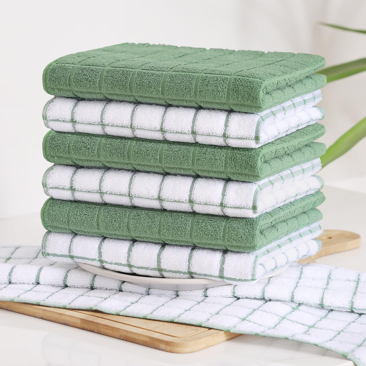 Large Premium Cotton Kitchen Towels 16"x 28" (12 Count)
