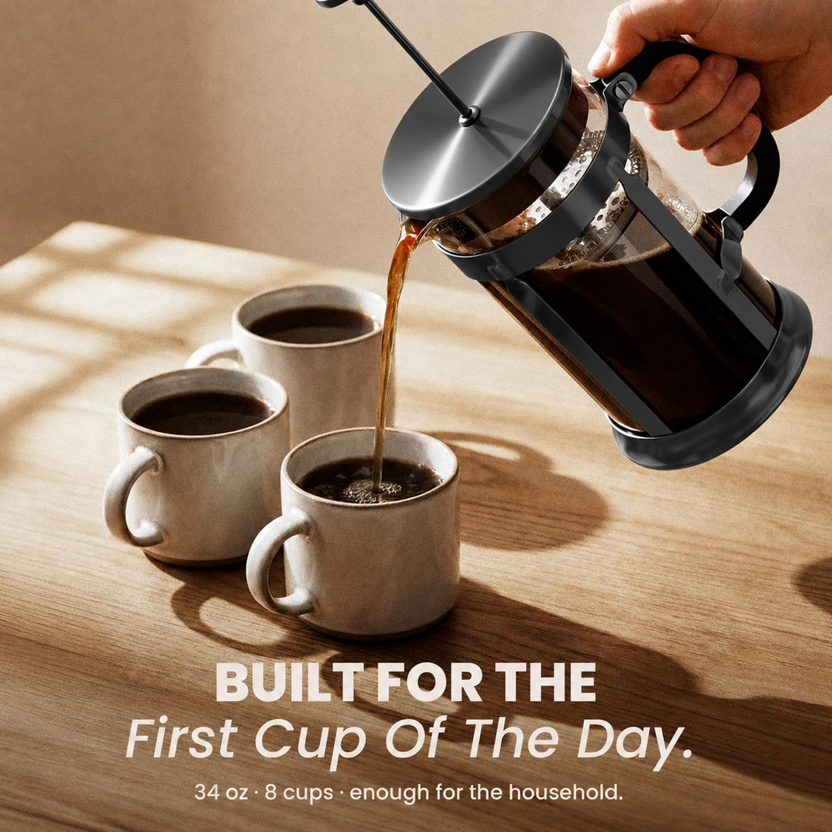 EzDtach French Press Coffee Maker 34oz Grey