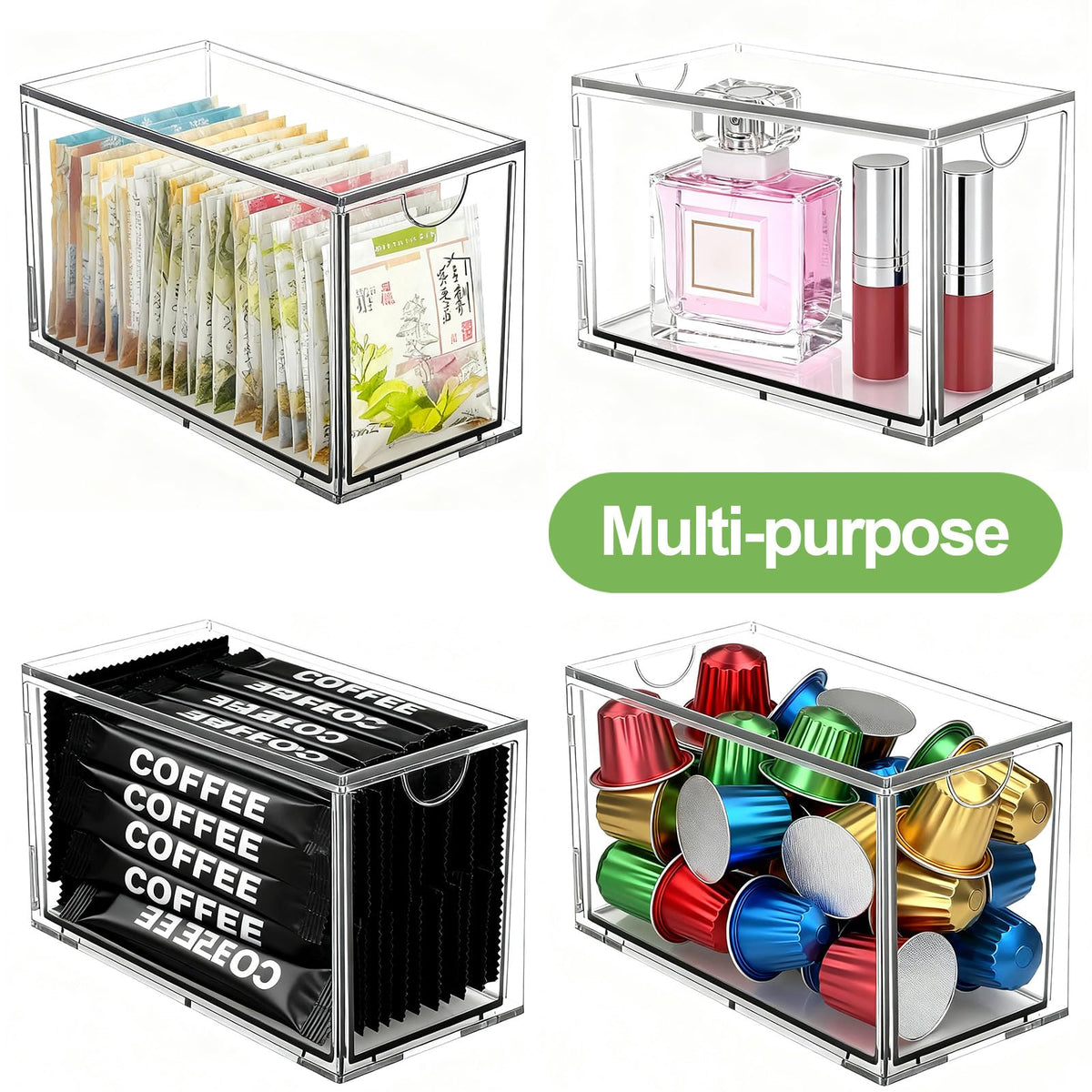 2 Pack Stackable Tea Bag Storage Organizer Drawers (2 Count)