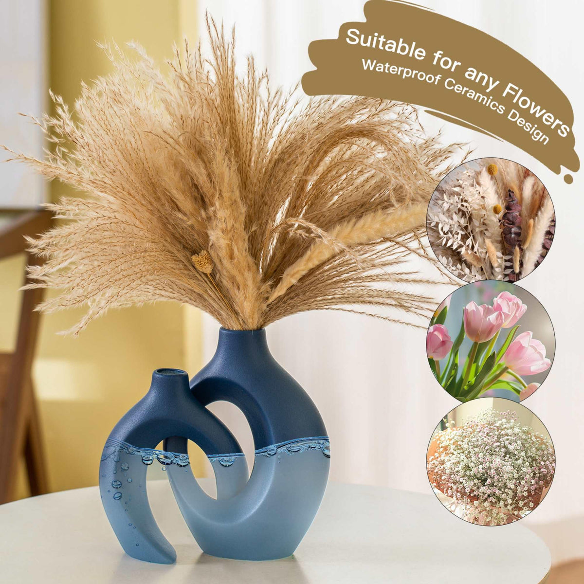 Snuggle Hollow Ceramic Flower Vaseof 2