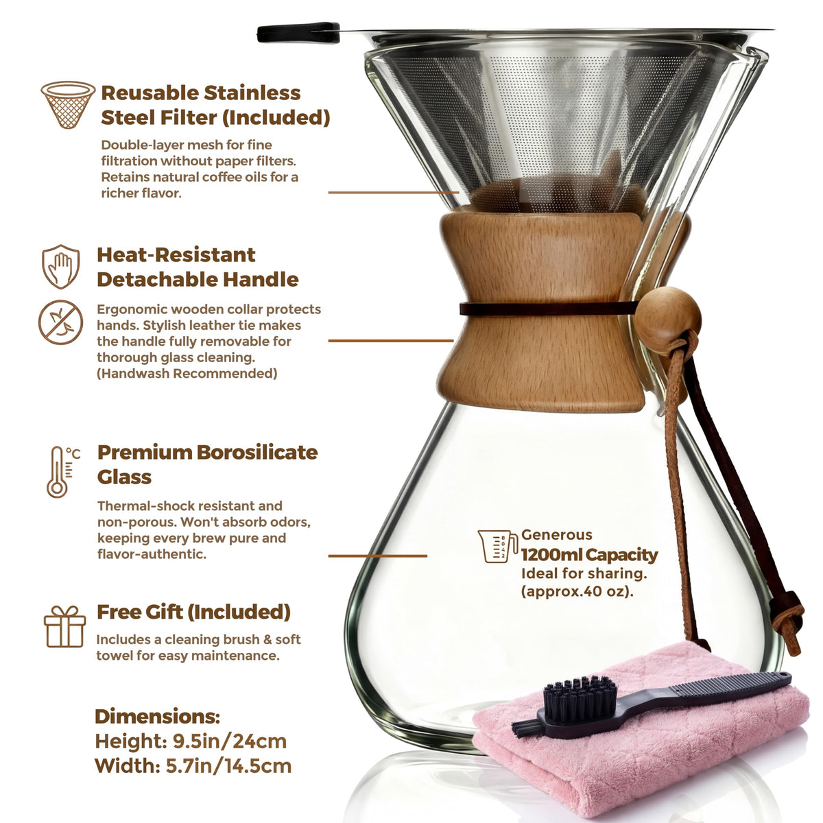 Pour Over Coffee Maker Set
