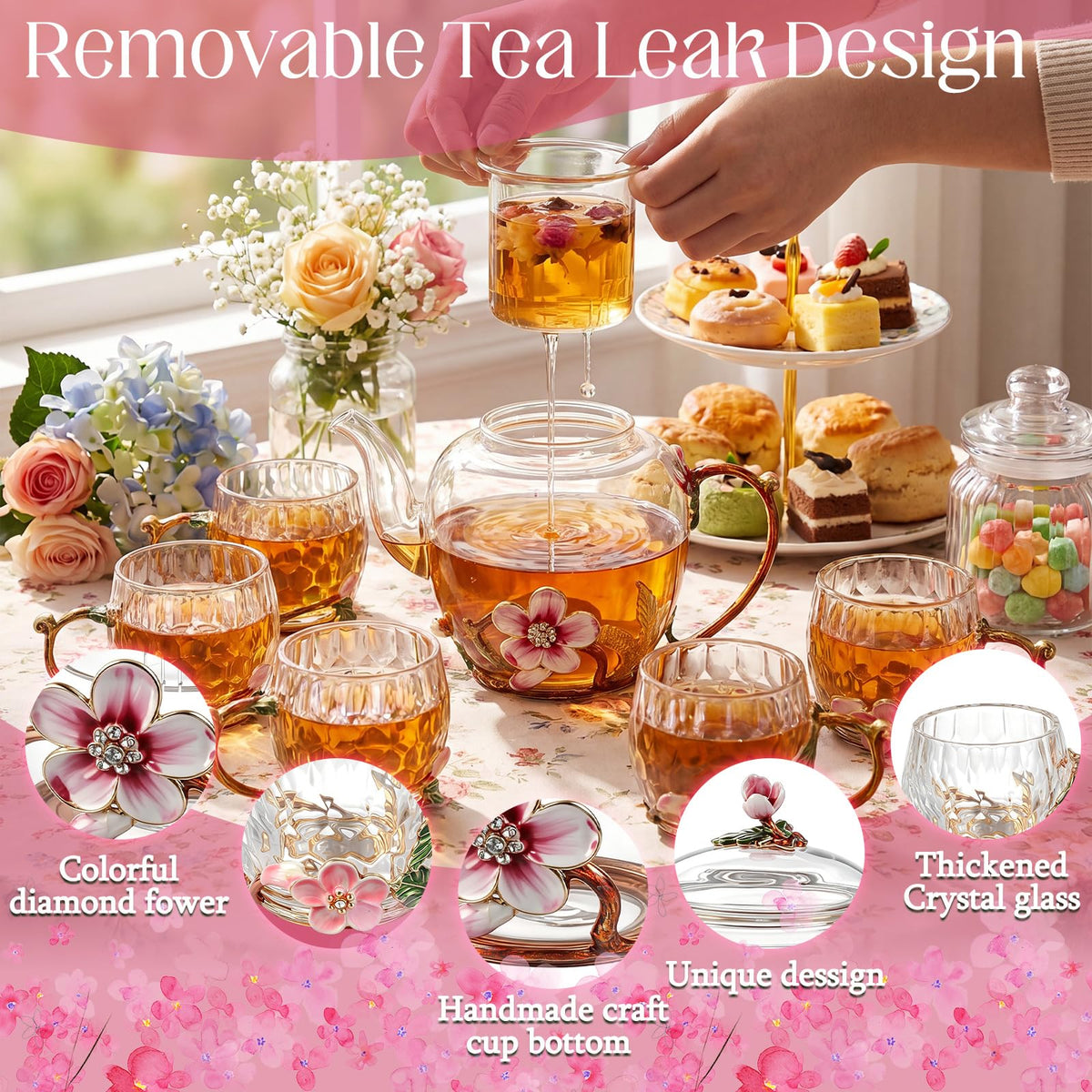 Floral Glass Tea Set (7 Count)