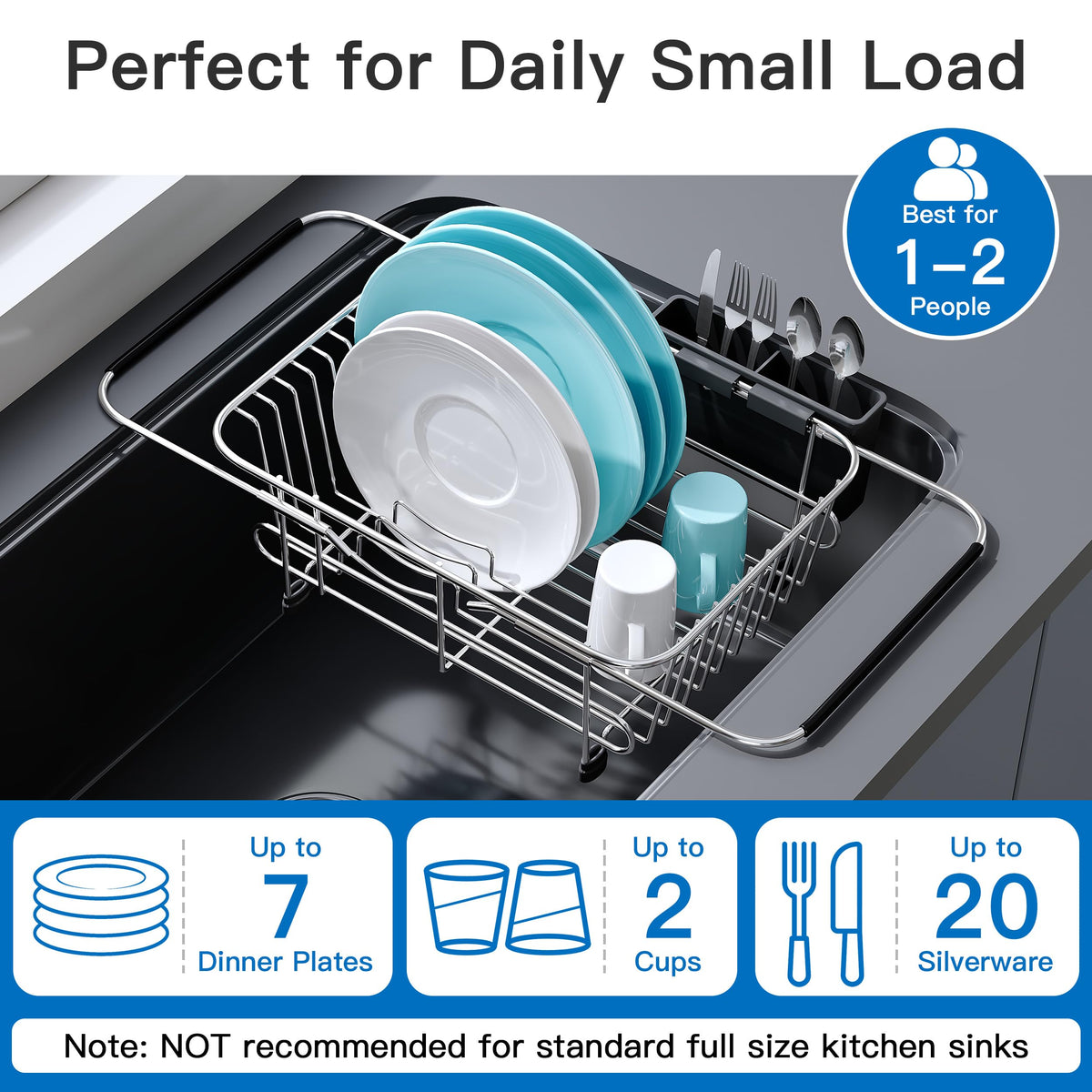 Sink Small Dish Drying Rack with Utensil Holder