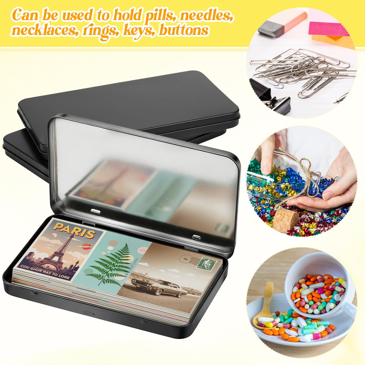 10 Pack Metal Tin Boxes with Hinged Lids (10 Count)