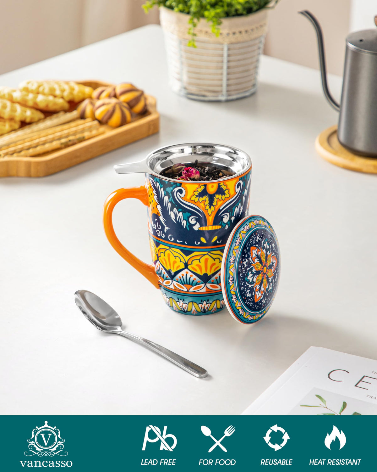 18 Oz Tea Infuser Mug with Lid