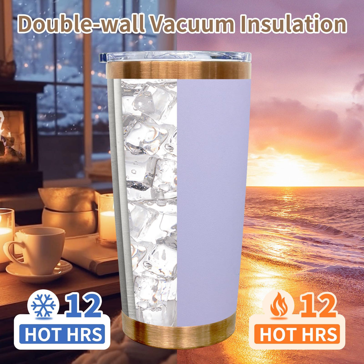 20 oz Insulated Tumbler With Lid and Straw Light Purple