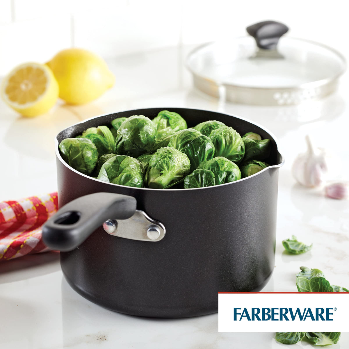 Cookstart Aluminum DiamondMax Straining Nonstick Saucepan