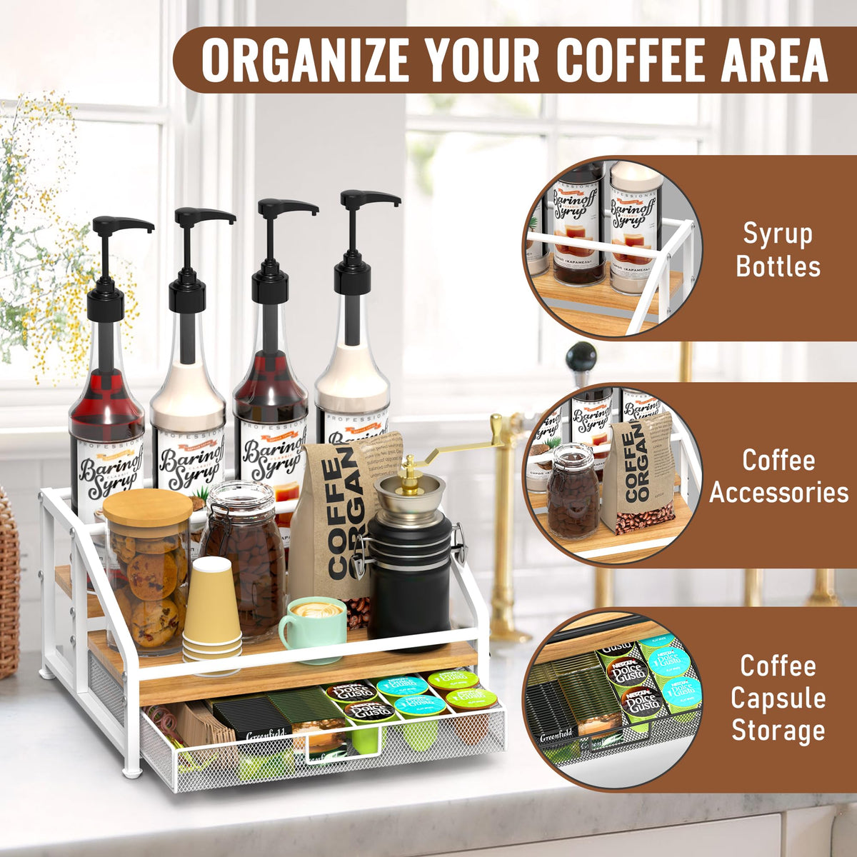 Coffee Syrup Organizer Rack