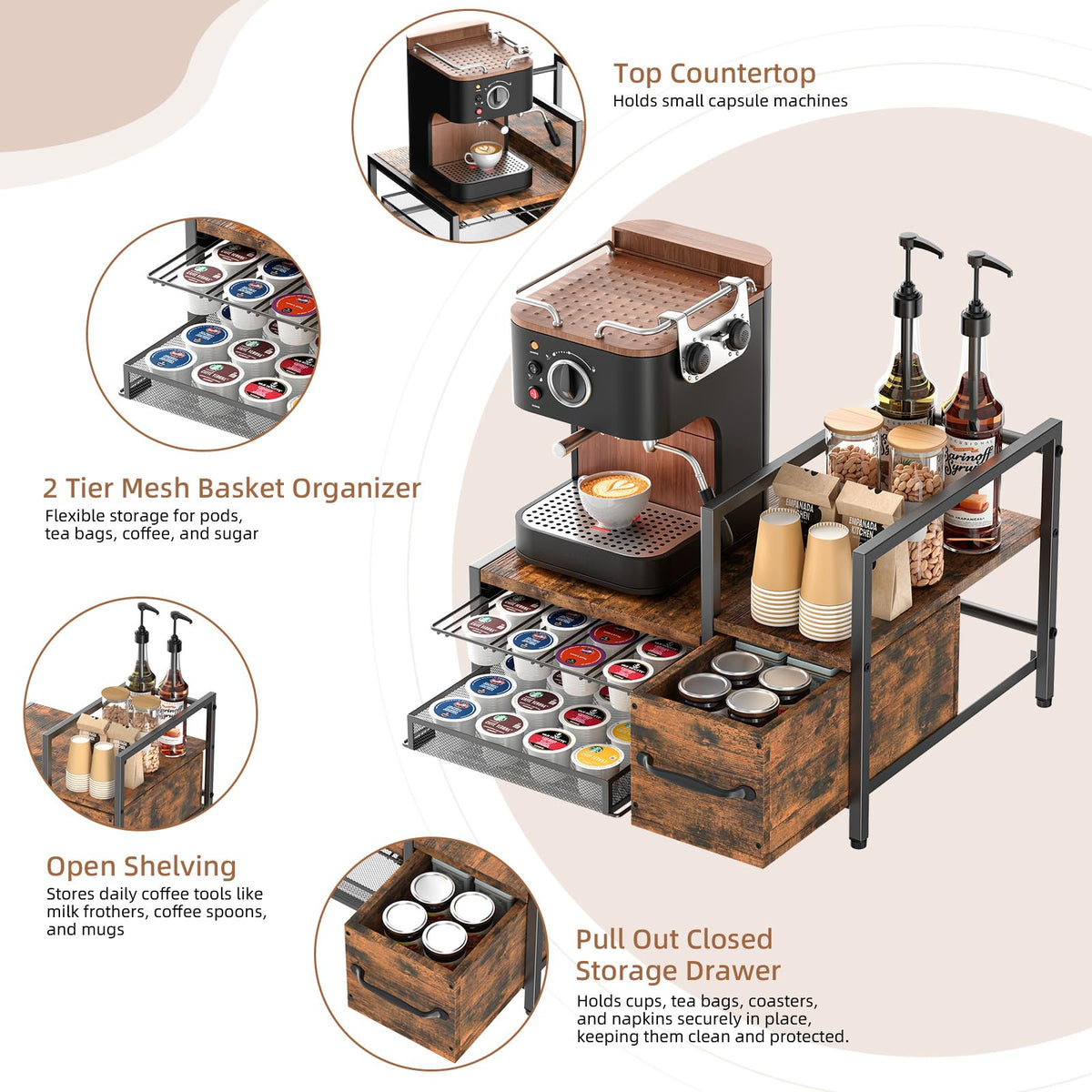 Coffee Bar Organizer For Countertop