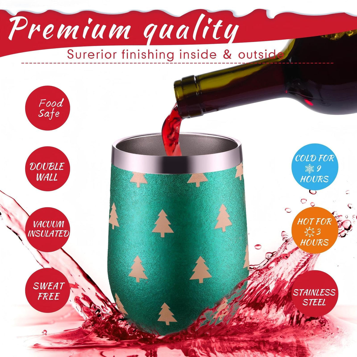 6 Pack Christmas Glitter Tumblers 12oz (6 Count)
