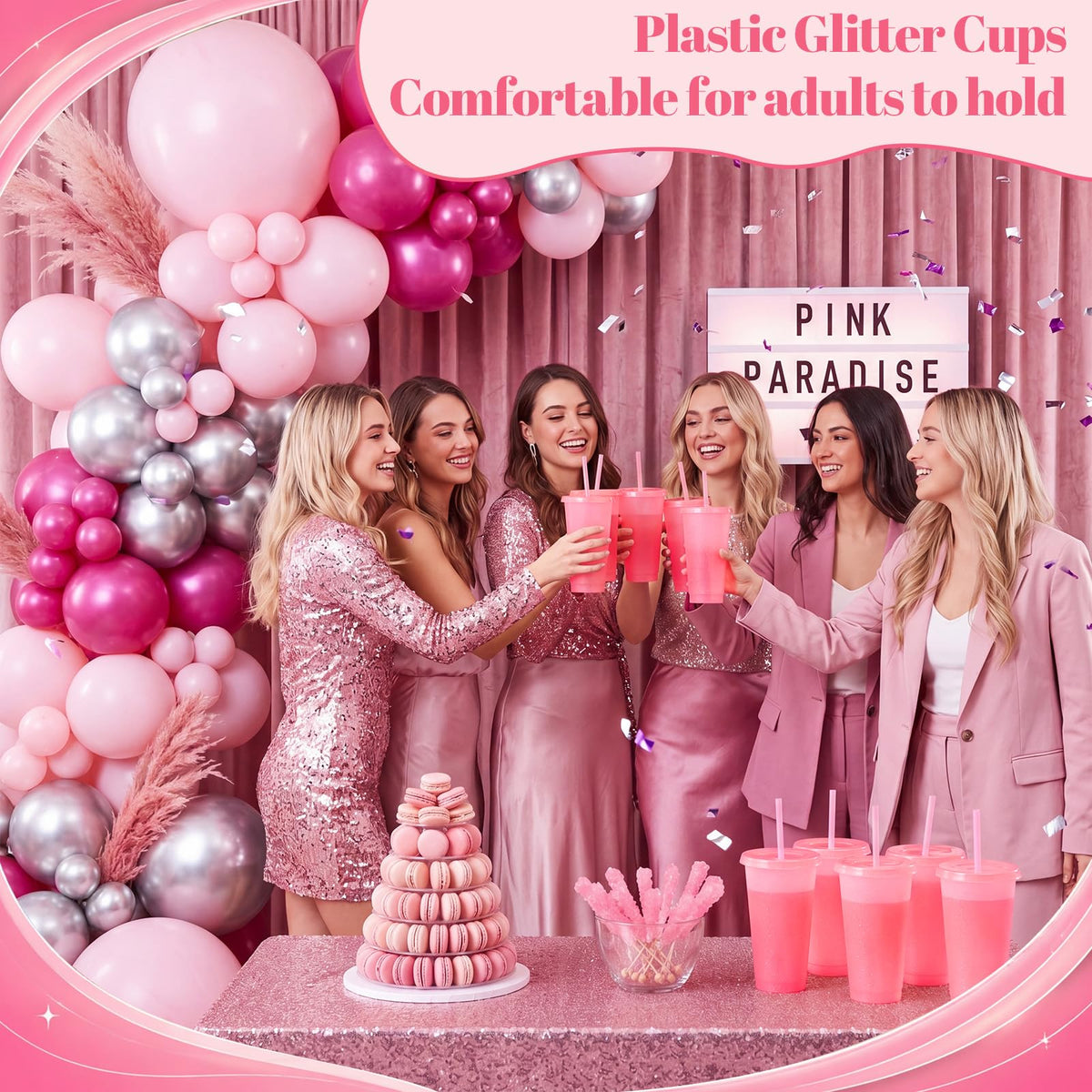 60 Pack Tumbler with Straw and Lid Bulk Cups for Gifts Glitter Plastic Coffee Cups 24 (60 Count)