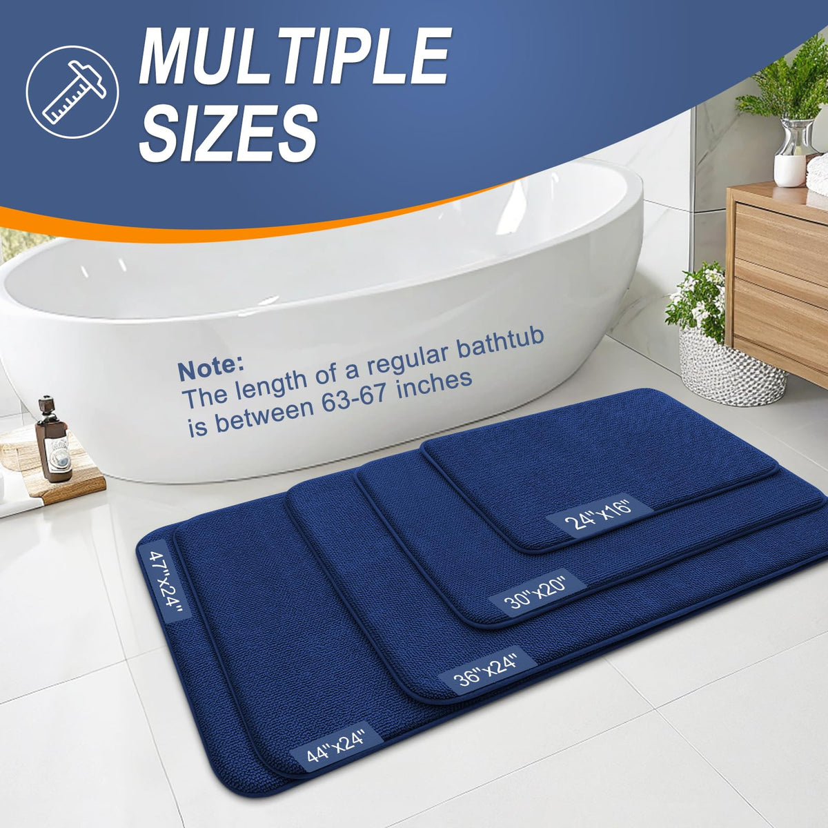 Memory Foam Bathroom Runner Rug 47x17
