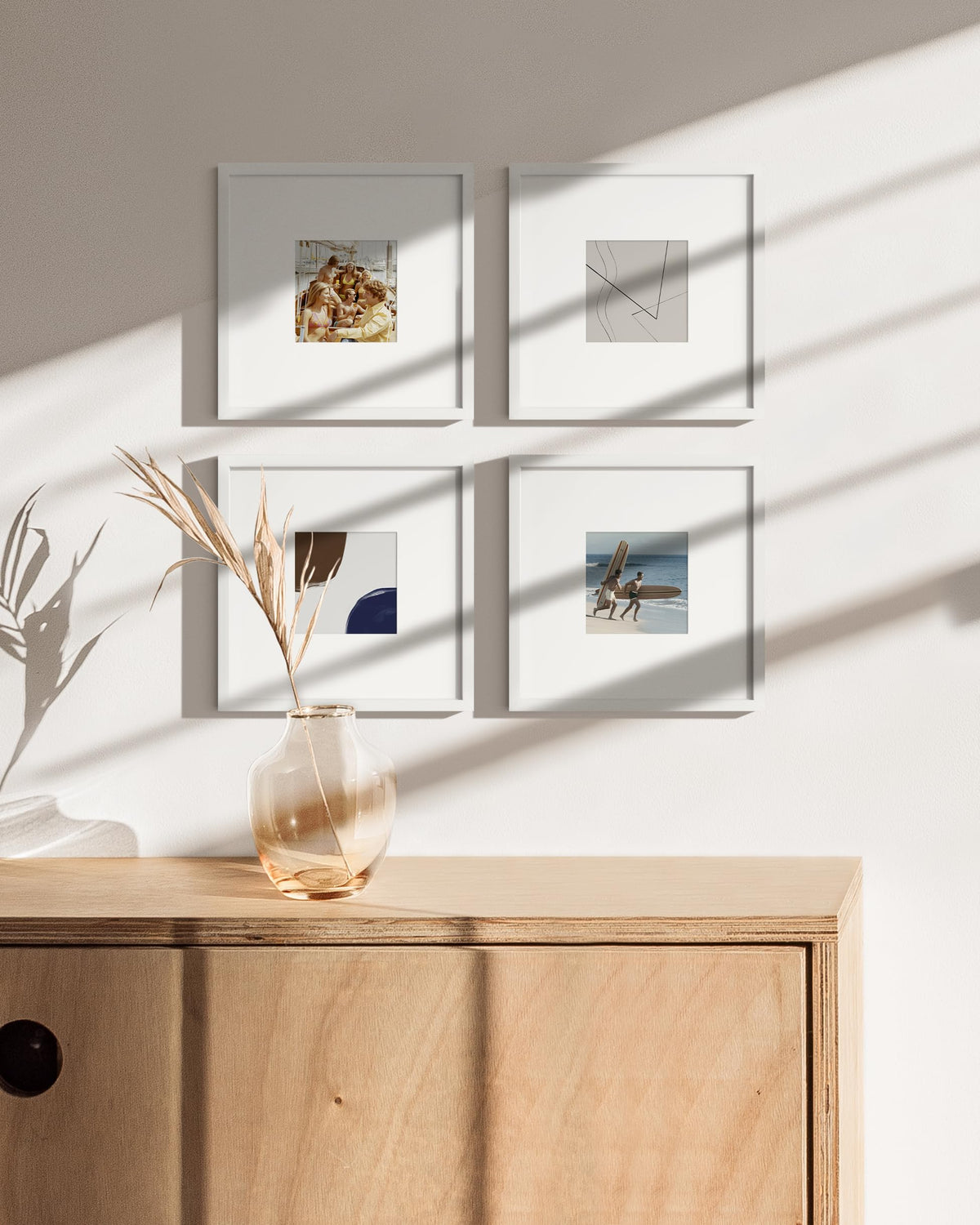 8x8 White Metal Picture Frames Matted to 4x4 (4 Count)