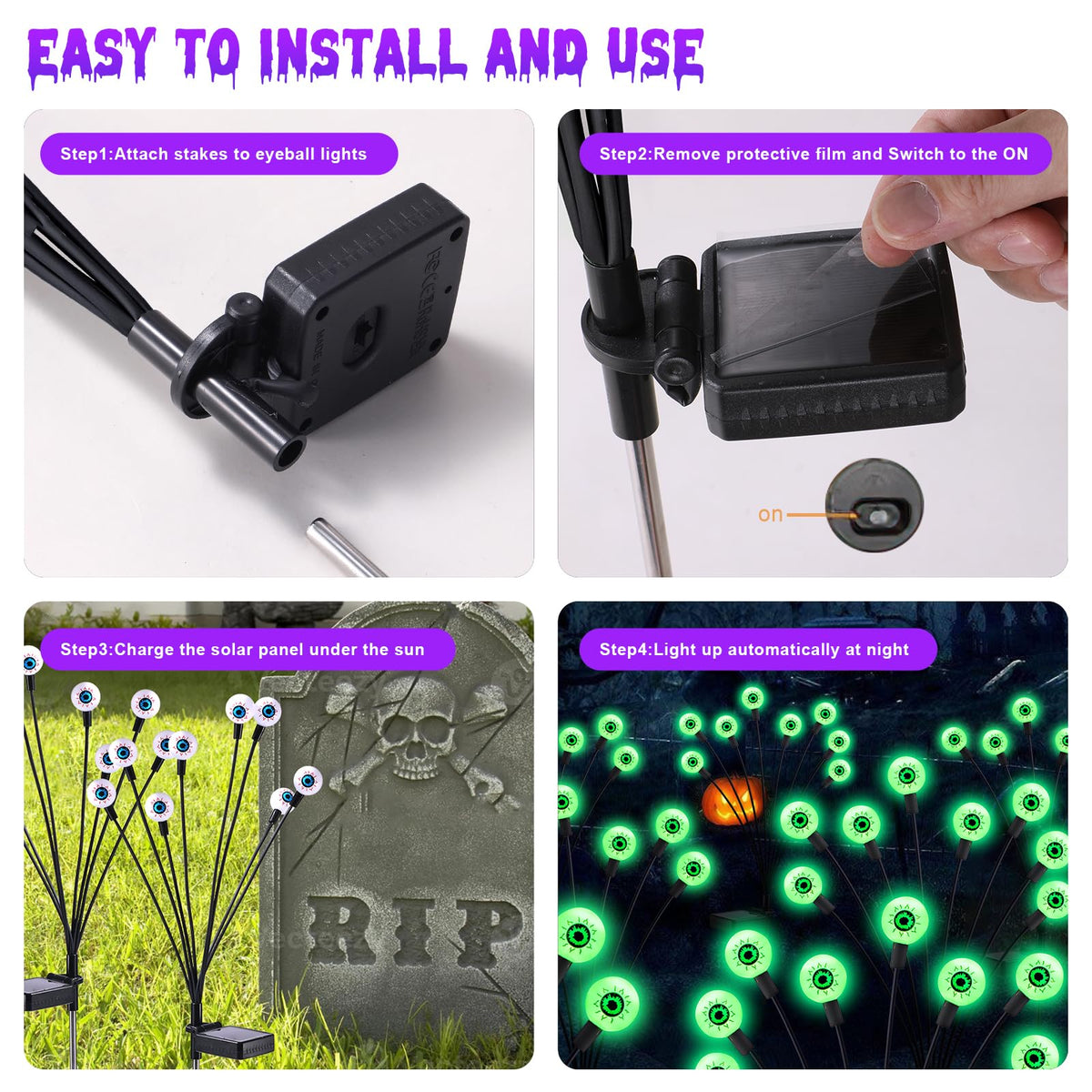 Halloween Decorations Outdoor Solar Scary Eyeball Lights (4 Count)