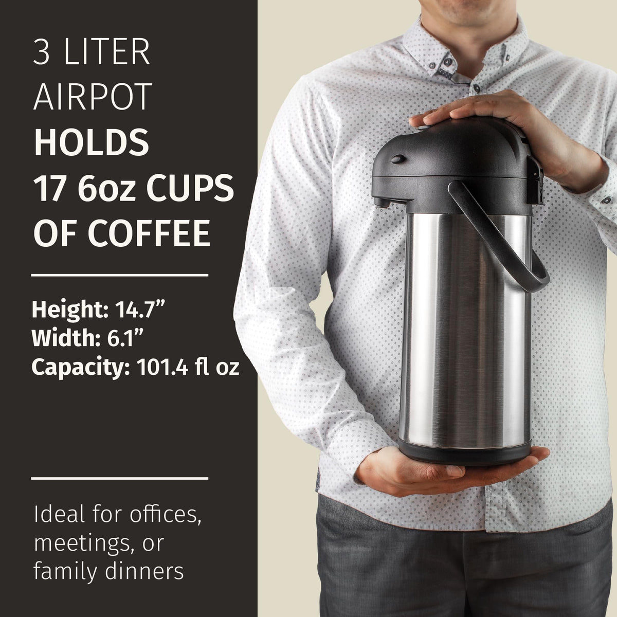 Coffee Carafe Airpot & Cleaning Brush 102oz