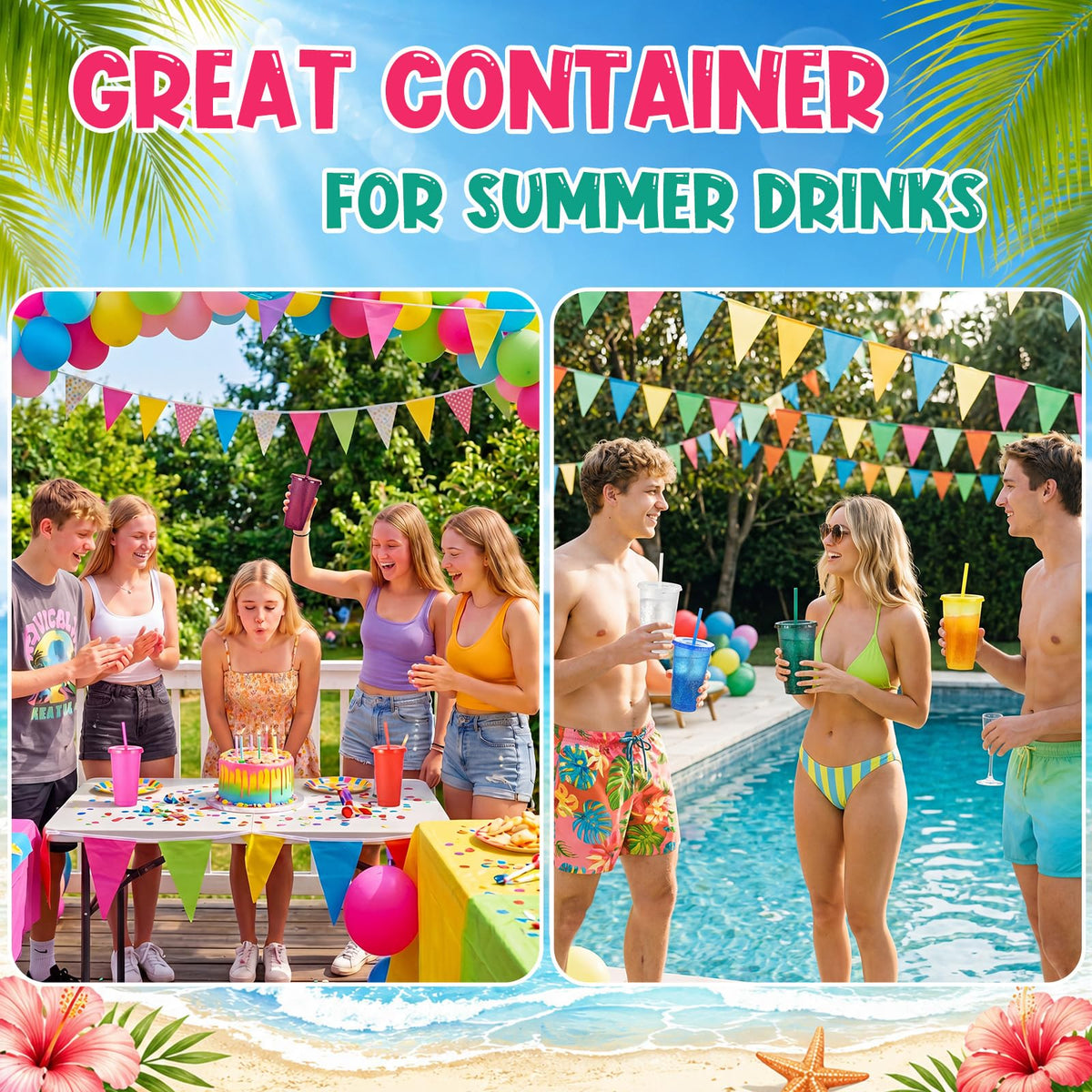 100 Pack Tumbler with Straw and Lid Bulk Cups for Gifts Glitter Plastic Coffee Cups 24 (100 Count)