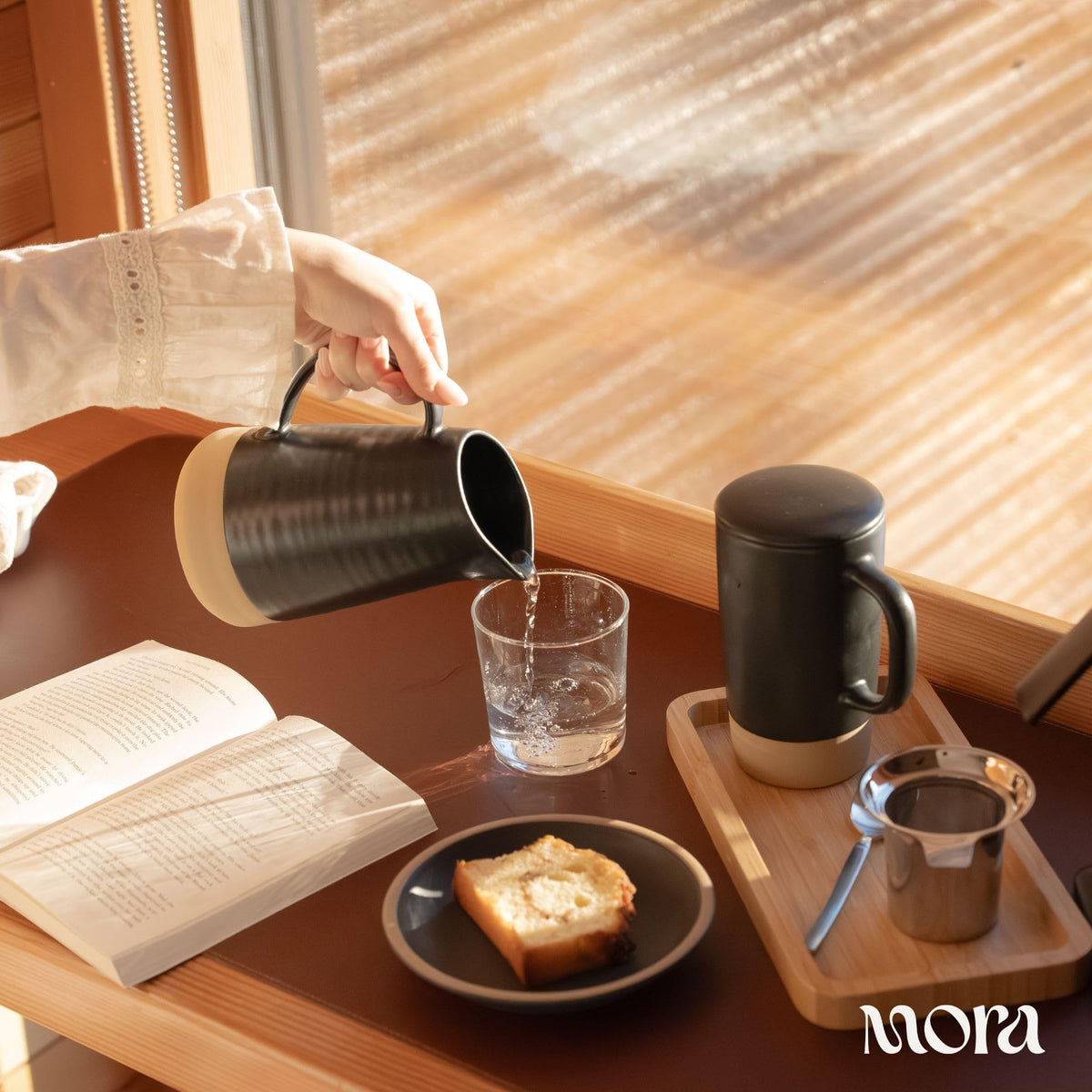Mora Ceramics Large Tea Mug with Loose Leaf Infuser and Ceramic Lid