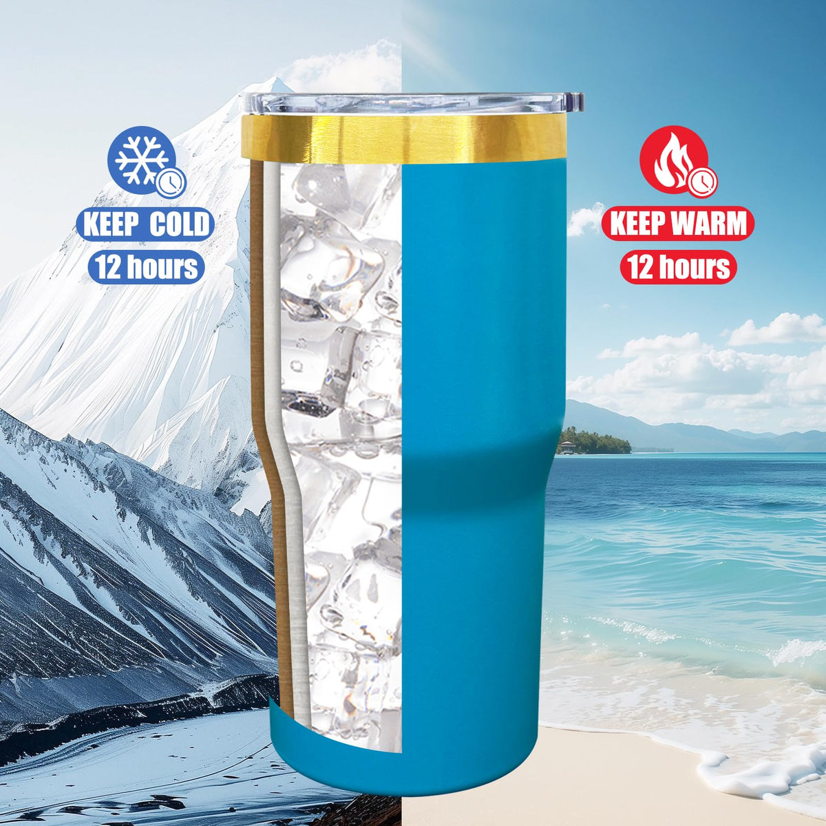 20 oz Tumbler Bulk Stainless Steel Tumblers with Lids and Straws BabyBlue (6 Count)
