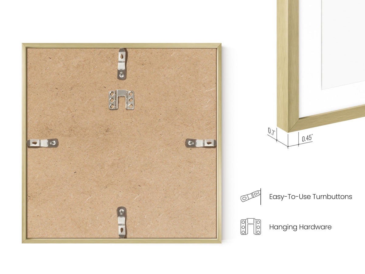 10x10 Gold Metal Picture Frames Matted to 5x5 (9 Count)