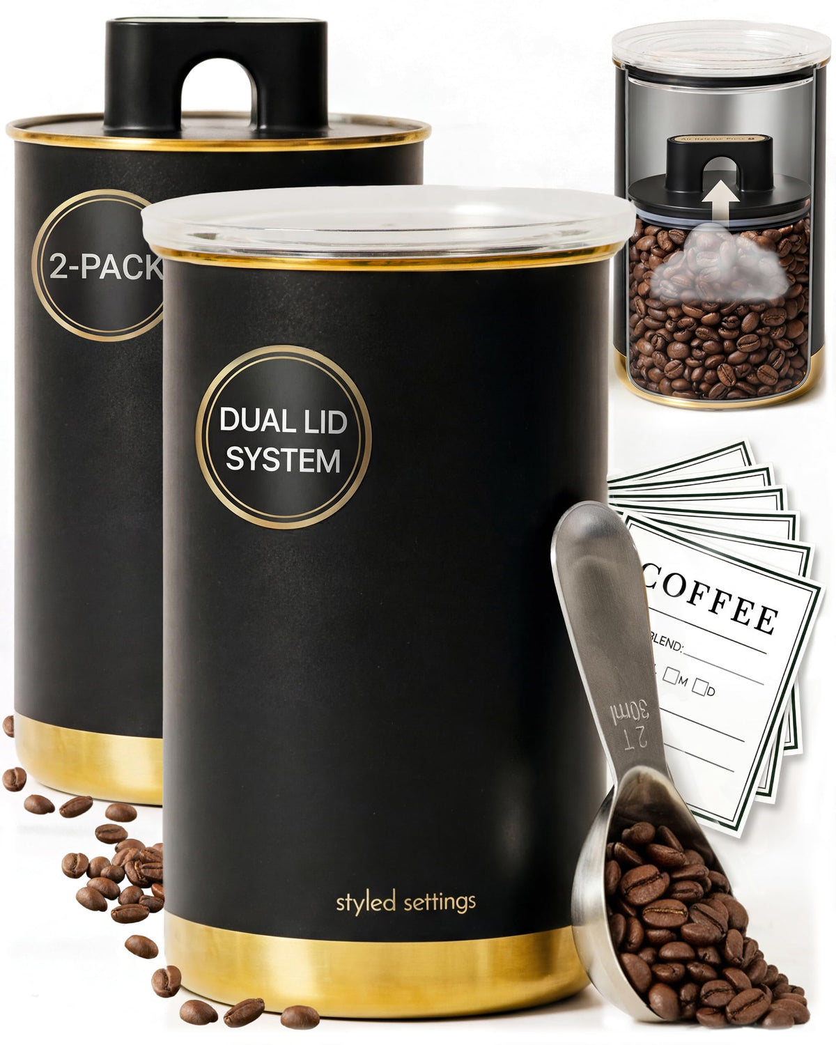 Coffee Bar Canisters Set of 2 (2 Count)