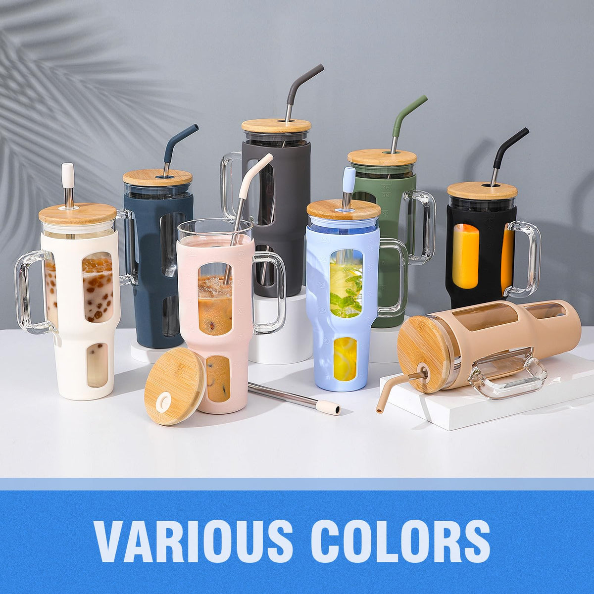 Glass Tumbler with Lid and Straw