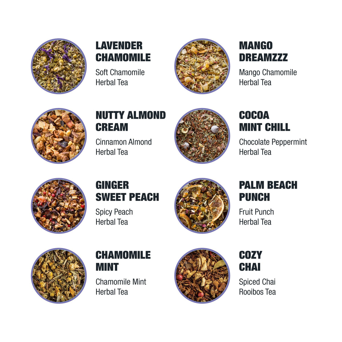 8 Herbal & Rooibos Sampler Dry Flight Set (6 Ounce)