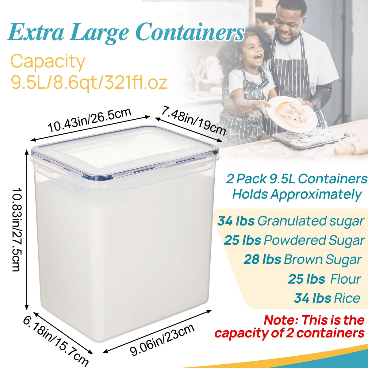 9.5L Flour Sugar Storage Containers (2 Count)