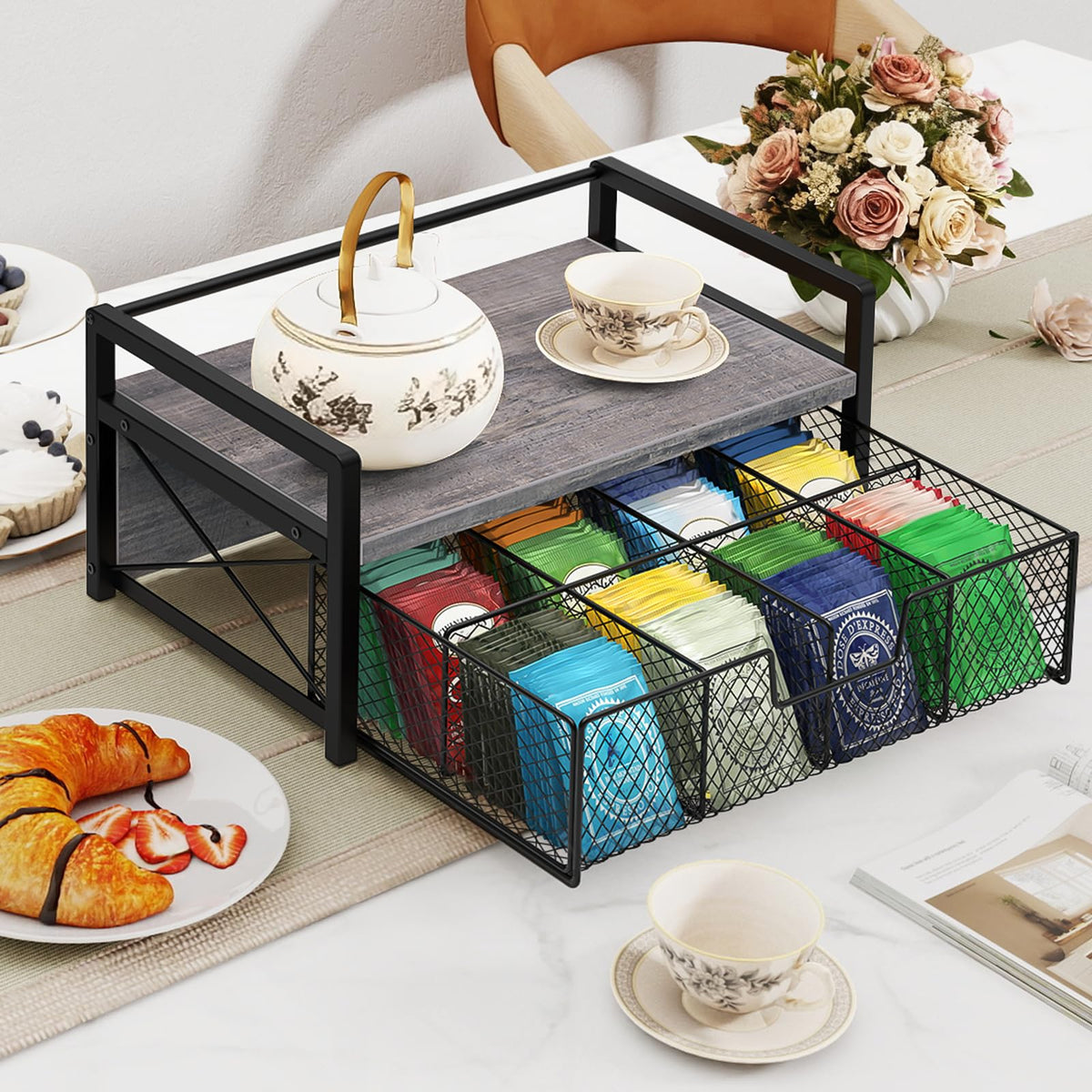Tea Organizer with Drawer