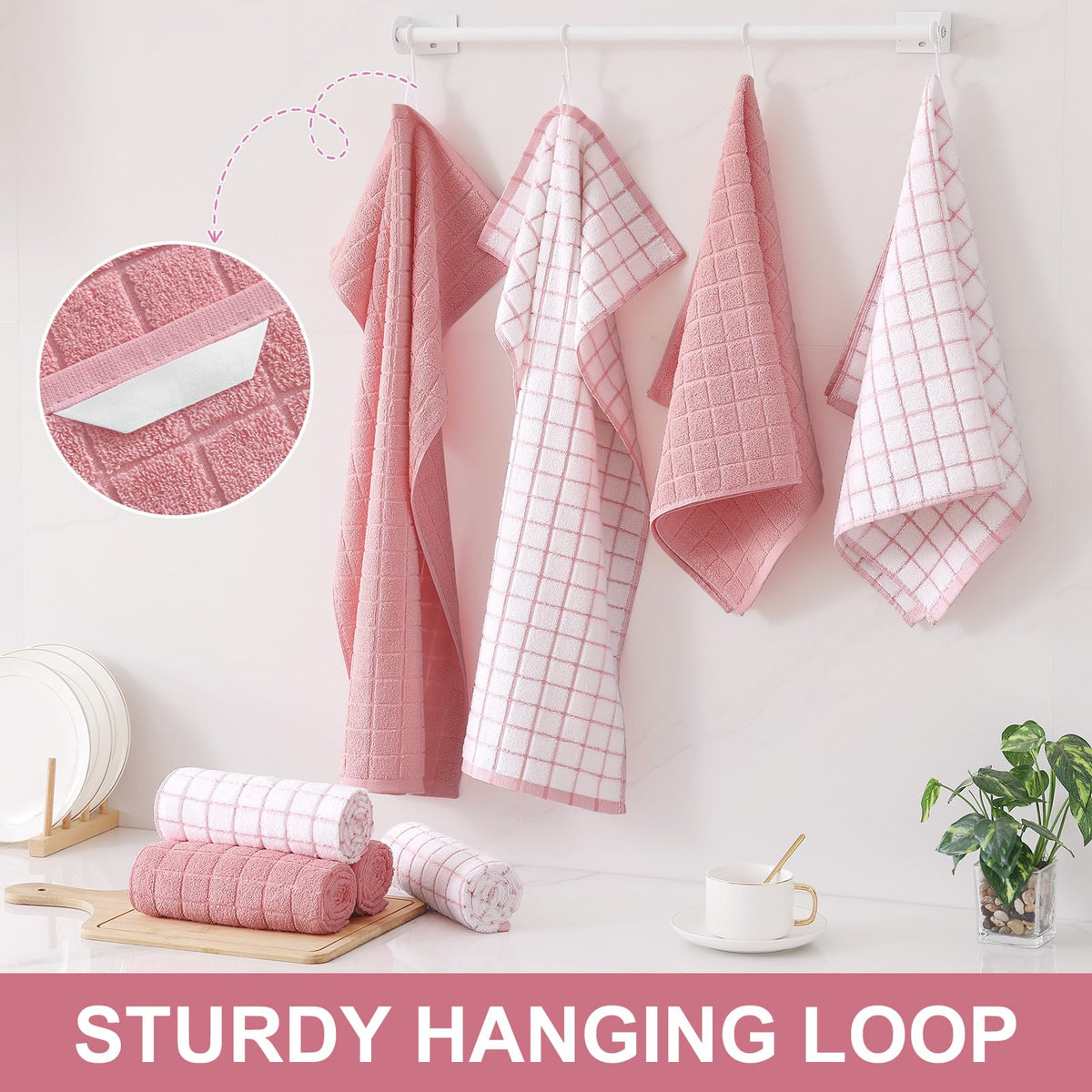 Large Premium Cotton Kitchen Towels 16"x 28" (6 Count)