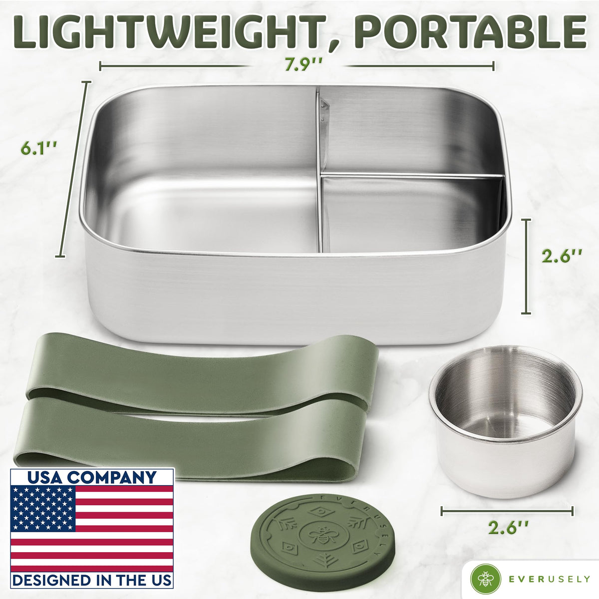 Stainless Steel Bento Box + Condiment Container