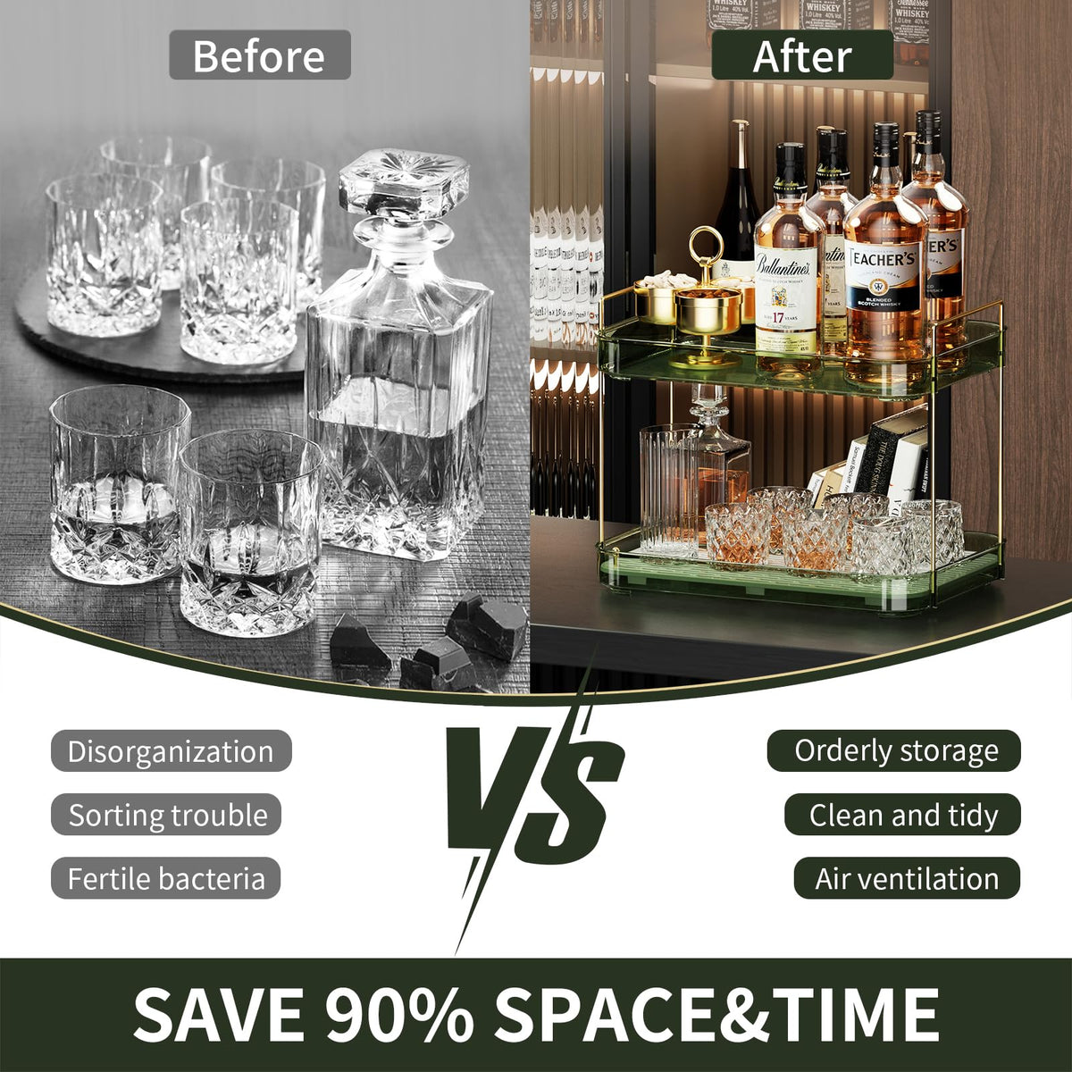 Whiskey Tray Glass Cup Rack