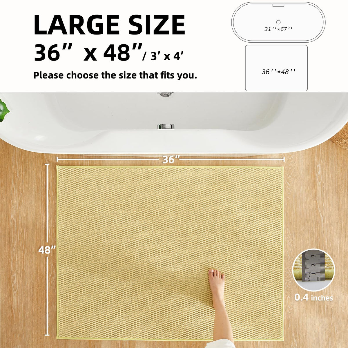 Large Bathroom Rugs Non Slip Washable Bath Rugs Super Absorbent Bathroom Rug Thin Quick Dry Low Pile Bath Mats