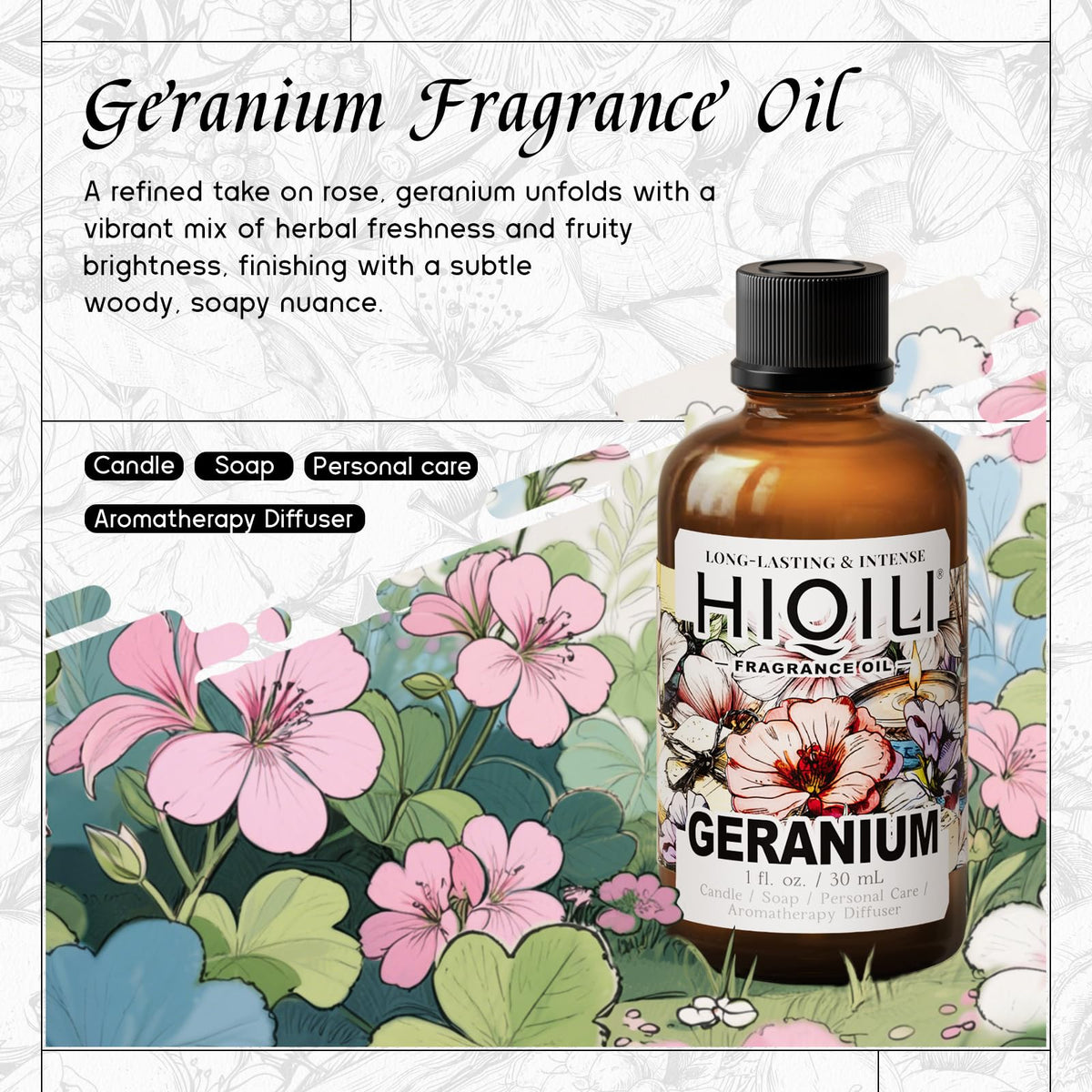Geranium Fragrance Oil for Diffuser & Soap Making