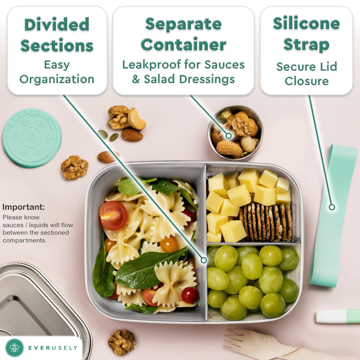 Stainless Steel Bento Box + Condiment Container