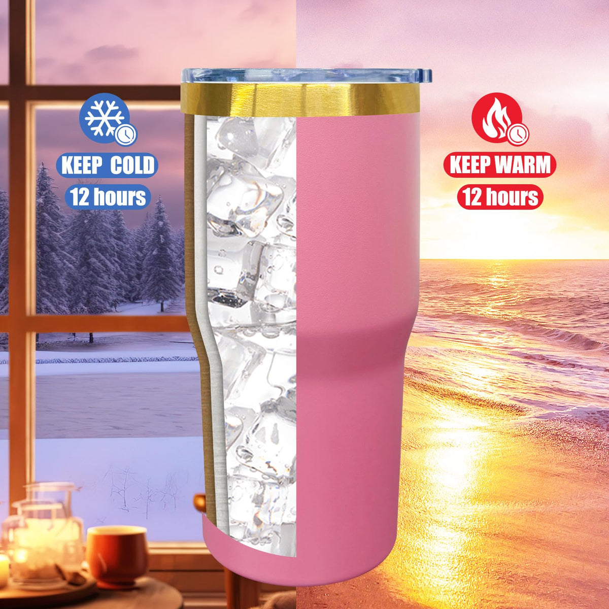 20 oz Tumbler Bulk Stainless Steel Tumblers with Lids and Straws Pink (12 Count)